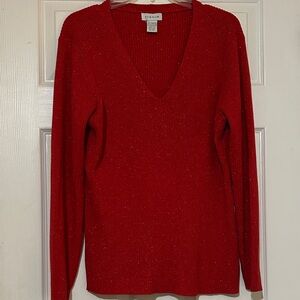 NWOT Avenue Women's Vibrant Red V-Neck Sweater